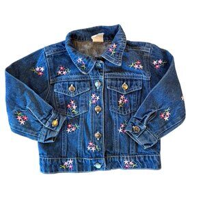 Vintage Denim Floral Embroidered Spring Jacket 2T